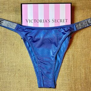 Victoria Secret Blue Rhinestone Cheeky Panty NWOT
